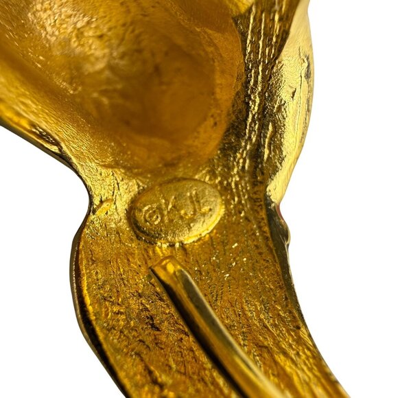 Vintage GKJ Enamel Gold Tone Adjustable Tiger Statement Ring Intricate Design - Picture 4 of 5